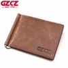 Card Holders GZCZ 2021 Men Bifold Money Clips & ID Organizer Genuine Leather Slim Vallet Coin Purse Small Wallet1