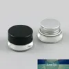 3g Mini tarro de crema de vidrio transparente Envase cosmético de 3 ml Tarro de maquillaje Pot con tornillo de tapa de plata negra