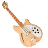 Modèle 370 Guitare Électrique Bois Naturel 12 Cordes Ric Guitare 24 Frettes Corps Semi Creux 3 Grille-pain Rick Micros