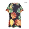 Koreansk stil sommarkvinnor ananas tryck avslappnad strandklänning plus storlek svart rosa sundress söt midi klänning vestidos 2163 t200619