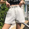 Lyzcr Vintage Loose Denim Shorts Kobiety Summer 2020 White Talle Białe szorty dżinsy swobodne damskie damskie panie Krótkie Jean Feminina LJ200818