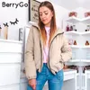 BerryGo Casual Cord dicken Parka Mantel Winter warme Mode Oberbekleidung Mäntel Frauen Oversize Streetwear Jacke Mantel weiblich 201225