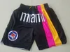 New Team Vintage Baseketball Shorts Zipper Pocket Running Clothes Miami Black Pink Color Just Done Size S-XXL