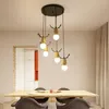 Ceiling Lights Nordic Modern Minimalist E27 Multi-head Antler Pedant Lamp Restaurant Bedroom Study Metal /wood Shade Fixture