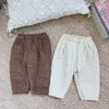 Jesienne zimowe dzieci pikowane spodnie sztrutowe chłopcy dziewczęta ciepłe spodnie haremowe dzieci swobodne spodnie LJ201127