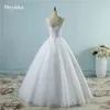 ZJ9082 Elfenbeinweiß Prinzessin Ball Hübsche Spitze Perlen Perlen Ärmel Zwei Schulter 2019 2020 Kleider Hochzeit Braut Kleid Größe 2-26W H0105