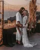 Элегантные полные кружевные свадебные платья невеста Boho Long Puff Erink