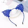 Laço bandana orelha de gato meninas cabeça aros elástico faixa de cabelo festa de casamento pogal estilo headwear feminino acessórios para o cabelo 9 cores 8847581