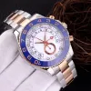 Luxo Top Quality Men's WristWatch 44mm Regatta Cerâmica Bezel Cronógrafo Rose Gold Steel Automatic Mens Watch