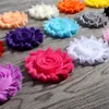 120 teile/los 2,6 "15 farben Mode Chic Shabby Chiffon Blumen Für Kinder Haar Zubehör 3D Ausgefranste Stoff Blumen für Stirnbänder LJ201226