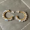 30Prairs Elegant Kvinnors 14K guldfylld hand inslagna 4mm äkta rund naturlig regnbåge labradorite Moonstone ädelsten pärlor c hoop örhängen