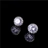 Choucong Top Sälj Simple Fashion Smycken 8mm Round Cut Multi Gemstones Sapphire CZ Diamant Kvinnor Bröllop Crown Stud Earring Gift Aldrig blekna