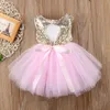 Princesse Enfants Bébé Robe Pour Filles Fantaisie Robe De Mariée Sans Manches Paillettes Fête Anniversaire Baptême Robe Pour Fille Robes D'été LJ200827