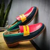 Mens Jurk Schoenen Formele Patchwork Lederen Schoen Mode Handgemaakte Bruiloft Mannen Loafers Big Size DA05