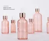 핑크 유리 병 장미 골드 뚜껑 에센셜 오일 dropper 병 5 ml 10ml 30 ml 50ml 재충전 병 여행 화장품 컨테이너