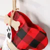 Nouvel An Noël Bas Buffalo Plaid Grand forme d'os pour chiens animaux Bas de Noël Décorations sac cadeau JK2011PH