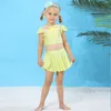 Prinsessan Baddräkt Flickor Swim Outfit One-Pieces Toddler Barn Baddräkt Pool Badkläder Vit Två Pieces Baddräkter