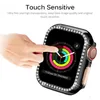 Diamond Protective Cases Cover for Apple Watch 6 5 4 40mm 41mm 44mm Bumper Case For iWatch Series SE 7 38mm 42mm 45mm Tempered glass film Covers