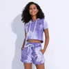 Yoga Outfit 2 Stuk Tie Dye Cotton Sports Sweatshirts Set Vrouwen Leisure Running Oefening Trainingskleding Sweaties Drawstring Shorts Sportkleding