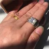 925 Srebro Silver Princess Cut 3CT Lab Diamond Ring Bejdia Biżuteria Pierściołki Weddcze dla kobiet249f