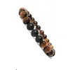 Kvinnor Mens Natural Black Matte Agate Pärledarmband Tiger Eye White Turquoise Pärlor Armband Fashion Jewelry