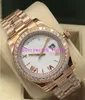 Nouvelle version 228345 228348 228349 228398 ROSE GOLD DIAMAND CEINDE 40 mm Roman Dial Mouvement mécanique automatique Fashion Men de montre pour hommes