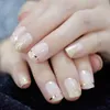 Valse nagels korte glitter natuurlijke nagel gouden rand schattige elegante vooraf ontworpen vinger rond glanzende tips prud22