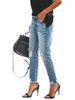 2021 Trendy Denim Hosen Frauen Streewear Jeans Nette Distressed Gerade Lange Hose mit Loch Damen Casual Hosen