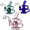 purple mini oil Dab Rig 14 mm joint bong hookah bubbler Recycler Glass ashcatcher Smoking Water Pipes Free pink green