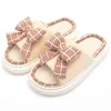 Tofflor Bow Women Designer Hem Linne Beach Skor Harajuku Böhmen stil Slides Kvinna Flip Flops Inomhus Vår och Sommarskor 220304