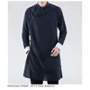 MrgoldenBowl Store Men Black Streetwearm Coat Men Mens Linen Jacket Coat Long Male Male Chinese Harujuku Wind Breaker 201128