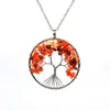 Collier de femmes de pierres naturelles gravier cristal arbre de vie Long pendentif argent bijoux de mode colliers faits à la main pour les femmes cadeau fête