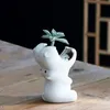 Planteur d'hippopotame en céramique blanche Pot de fleur décoratif Porte-conteneur multifonctionnel Figurines d'animaux Décor de jardin à la maison Y200723