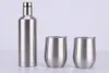 3PCSロットギフトワインタンブラーセット卵セットステンレス鋼ダブルウォール1つのボトル2つの4色のオプション
