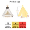 Pet Cat Dog Tipi avec Coussin Blackboard, Portable Dog Tents Pet Houses, Wood Canvas Tipi Fold Pet Tent Small Animals Bed 201130