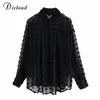 DICLOUD Sexy Fashion Woman White Blouses 2020 Long Sleeve Beach Tunic Elegant Dot Shirt Casual Chiffon Blouse Black Female LJ200813