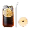 Sublimation New 12/15oz Creative Sequins Glass Can shape Bottle with Lid and Straw Summer Drinkware Mason Jar Juice