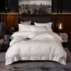 High End Premium Egyptisk Bomull Soft Duvet Cover Set Deep Blue, Grå Vit Drottning King Bedding Set Trevlig täcke sängplåt Set T200706