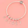 ny 26 engelska bokstavshänge S925 silver Charms fit pandora armband pärlstav stora hål pärlor gör det själv små tillbehör partihandel