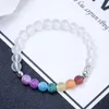 Männer Frauen Elefant Charms 7 Chakra Armband Energie Yoga Buddha Perlenarmband Bunte weiße mattierte Perlen Armband Schmuck 8mm