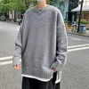 Erkek Kazak Erkek Örme Kazak Erkekler 2021 Boy Patchwork Jumper Harajuku Hip Hop Kore Kazak Siyah