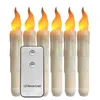 Pack van 12 Remote Warm White Flameless Battery Candles, Amber Long Taper LED-kaarsen, elektronische kaarsen, batterij niet inbegrepen H1222