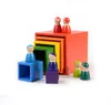 WOODADDY Rainbow Blocks Serie 12 Stücke Große Regenbogen Top Montessori Pädagogische Holzspielzeug Für Kinder Pegdolls Form Kit Cover Box LJ200928