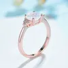 Kuololit 585 Rose Gold Nautral Rainbow Moonstone Gemstone Rings for Women 925 Sterling Silver Hexagon Women's Ring Trend 220216