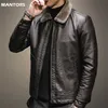 Männer PU Lederjacke Dicke Fleece Wintermantel Männlich Schlank Winddicht Lederjacke Männer Marke Revers Motorrad Lederjacke Warme 211222