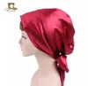 Kvinnliga damer Beanies Hat Silk Night Sleep Cap Hair Huvudskydd Satin Turban Wrap Headscarf1 Davi22