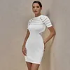 Ocstrade Neue Ankunft Mesh Einsatz Weiß Verband Kleid 2021 Sommer Frauen Sexy Verband Kleid Bodycon Nacht Club Party1