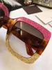 Wholeluxury oversize glittered squareframe 0083s Sunglasses brun gradient len woments créateur de mode.