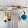 Badrumstillbehör Thandduk Rackpaper Hållare Toalettborste HolderTowel Rangerhooks Brass Material Gold Bath Hardware Set T200425