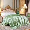 New Luxury Silk Bedding Sets Duvet Cover Flat Fitted Sheet Twin Full Queen King size 4pcs/6pcs linen set Black 100% white golden T200706